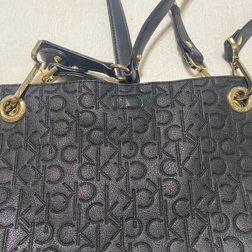 Calvin Klein Large black embossed leather Tote EUC